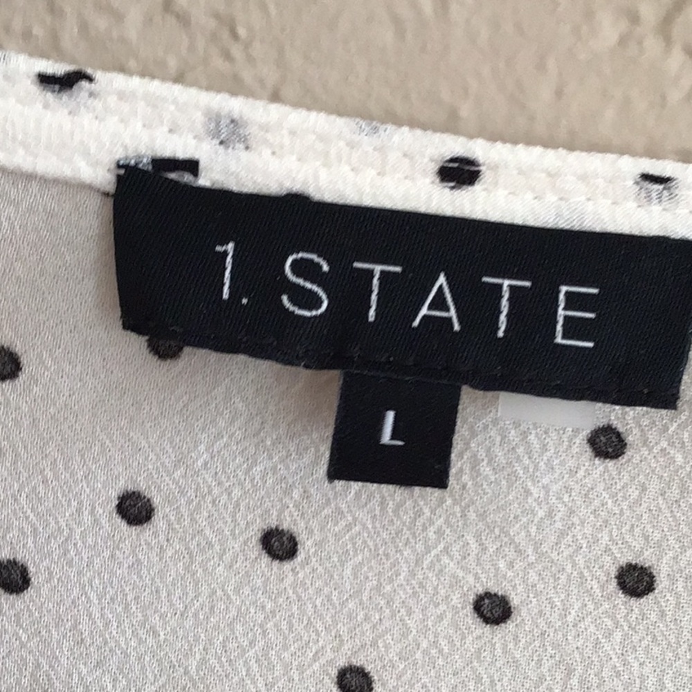 NEVER WORN white & black polka dots ultra feminine blouse, size Large - Picture 6 of 9